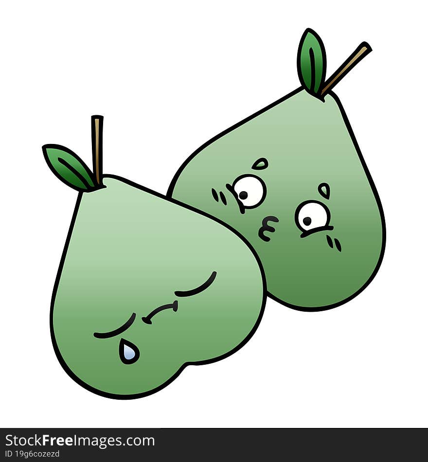 gradient shaded cartoon of a green pear