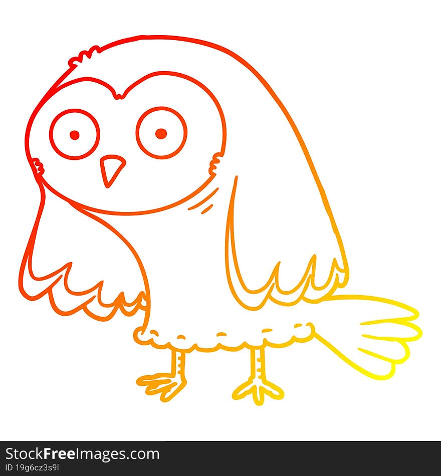 warm gradient line drawing cartoon owl