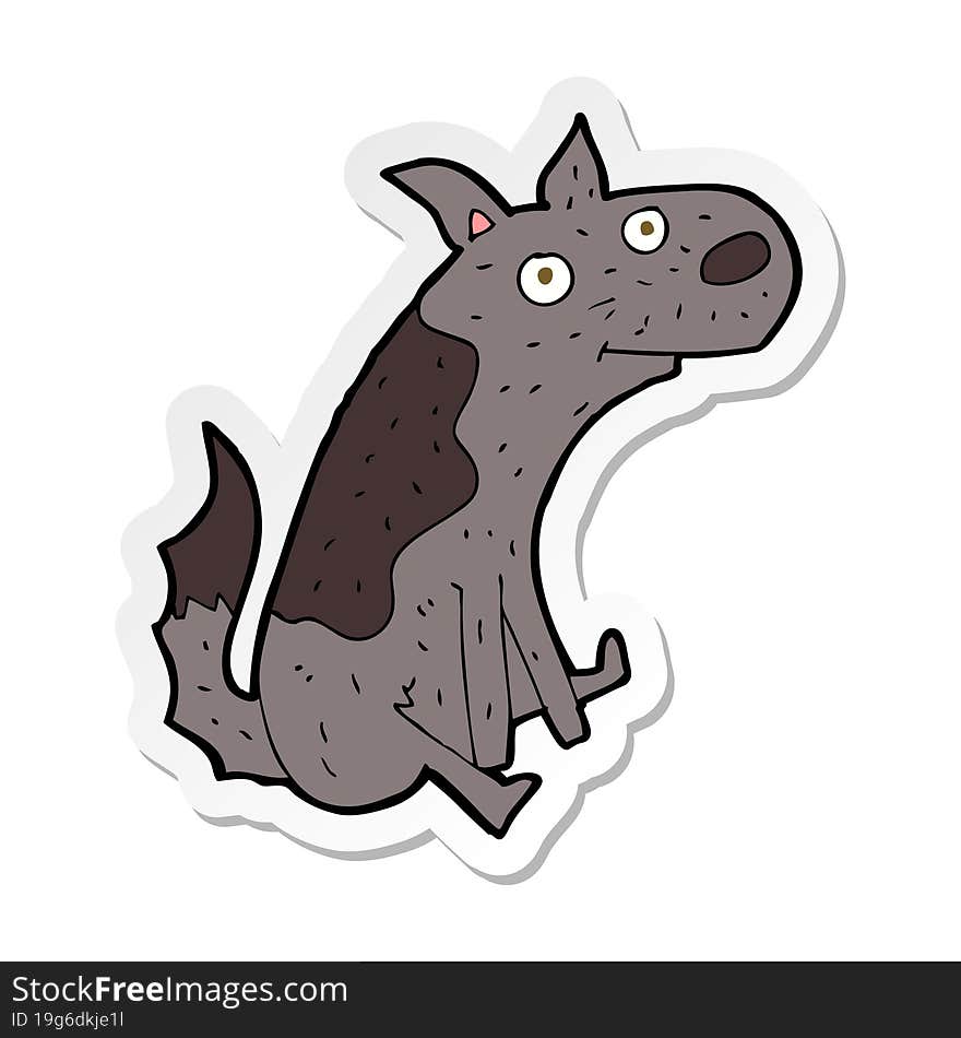 sticker of a cartoon sitting dog