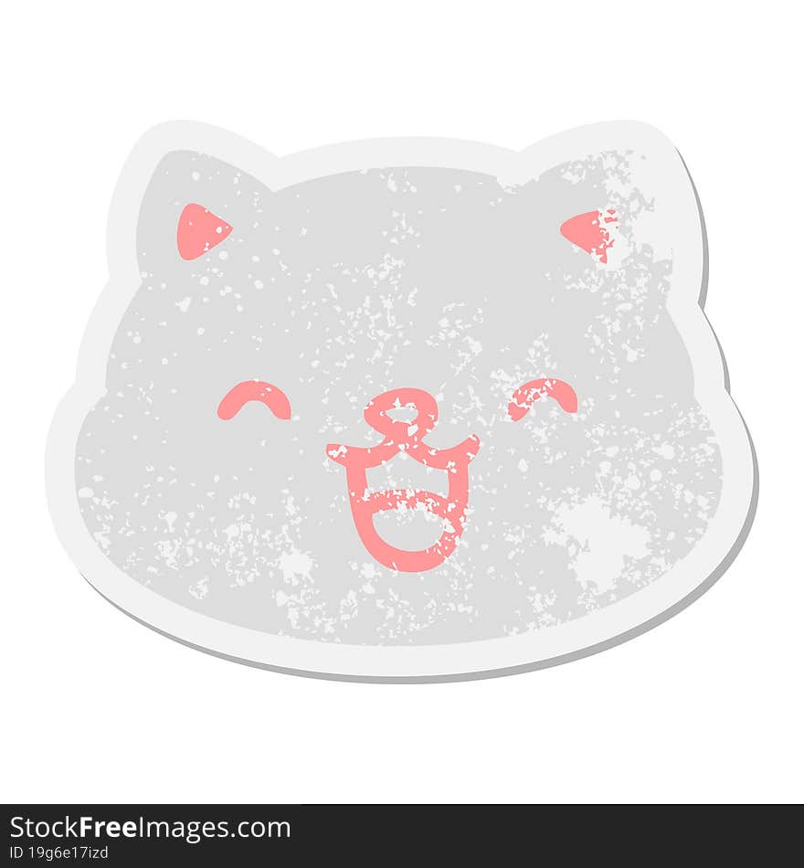 cat face sticking out tongue grunge sticker