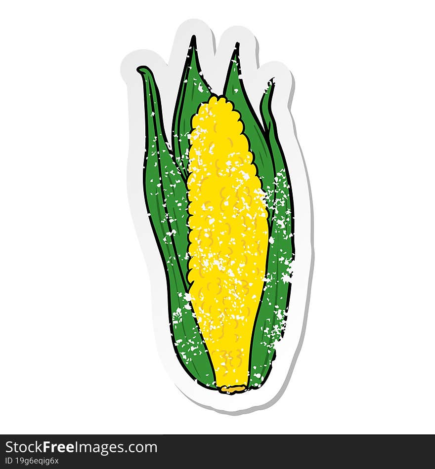 distressed sticker of a cartoon corn