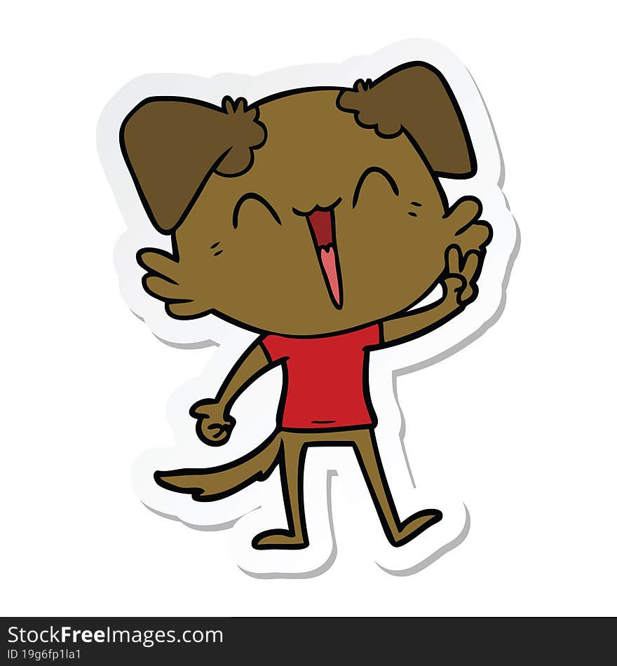 sticker of a happy little dog cartoon