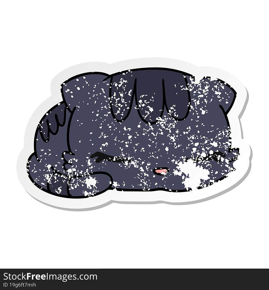 distressed sticker cartoon kawaii cute sleeping kitten