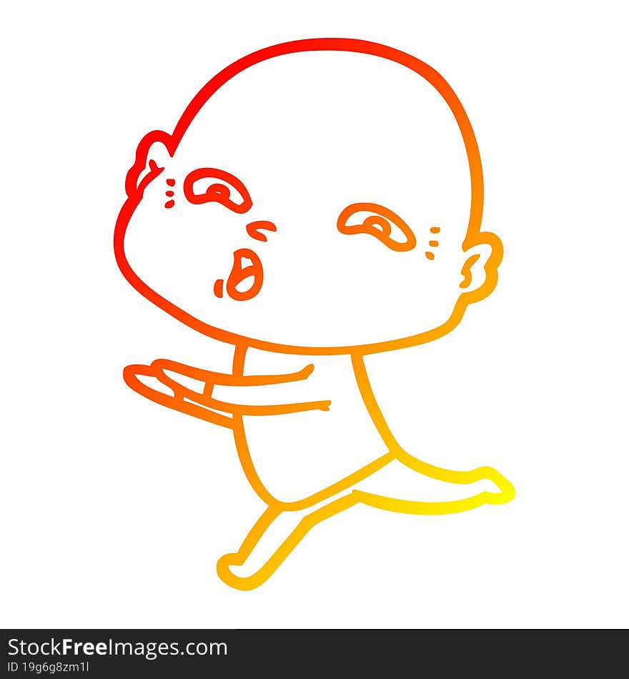 warm gradient line drawing cartoon nervous man