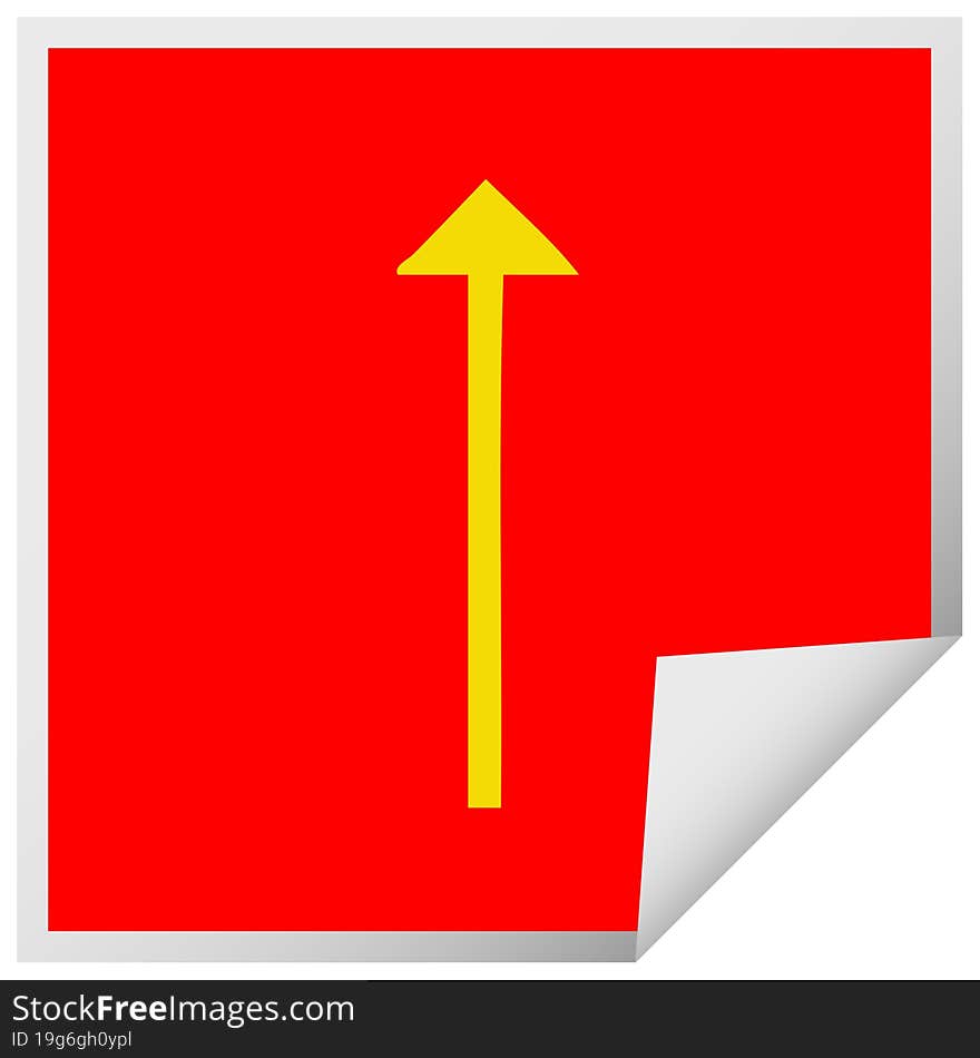 Square Peeling Sticker Cartoon Long Arrow Symbol