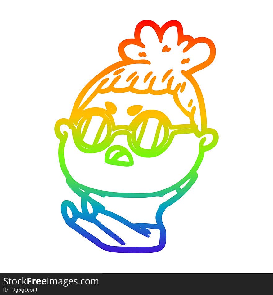 rainbow gradient line drawing cartoon annoyed woman