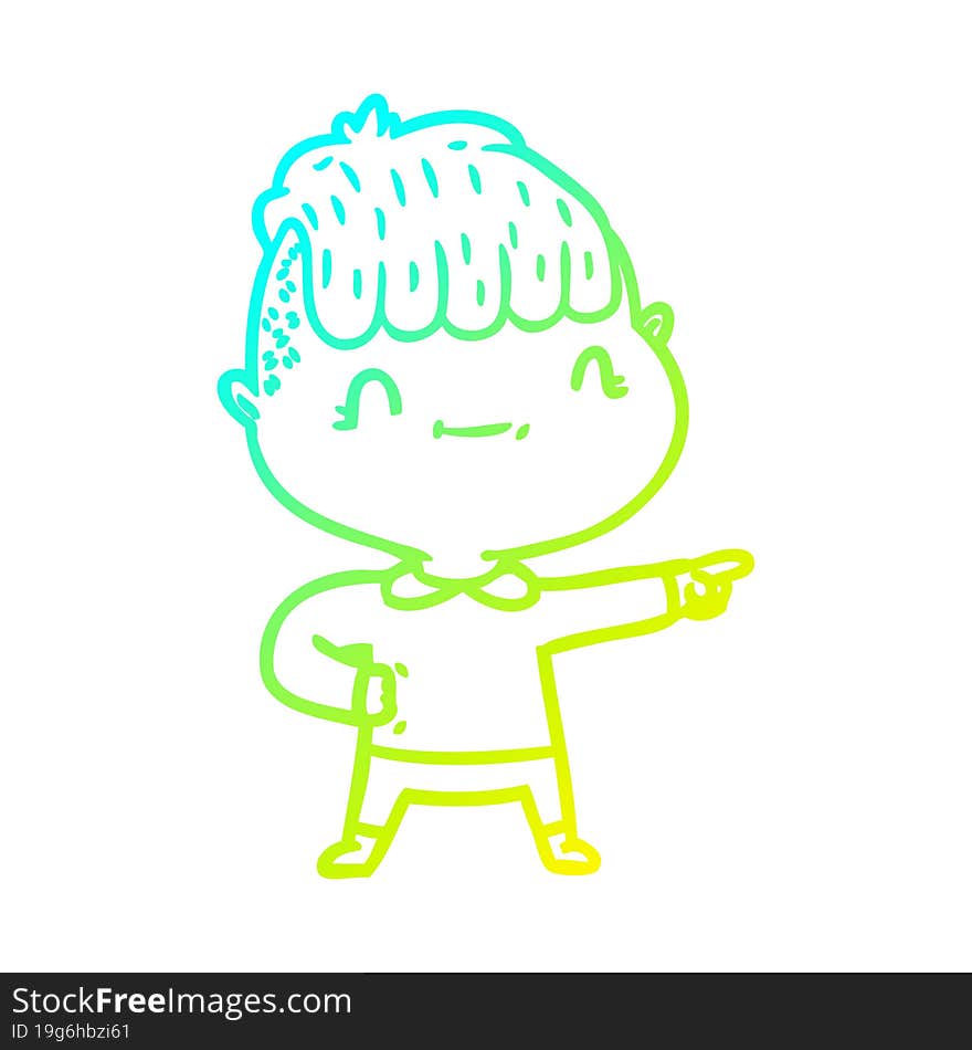 cold gradient line drawing cartoon friendly boy