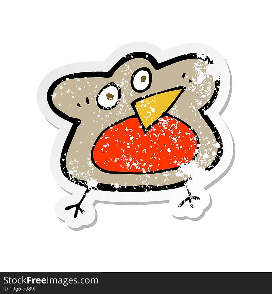 retro distressed sticker of a funny cartoon robin