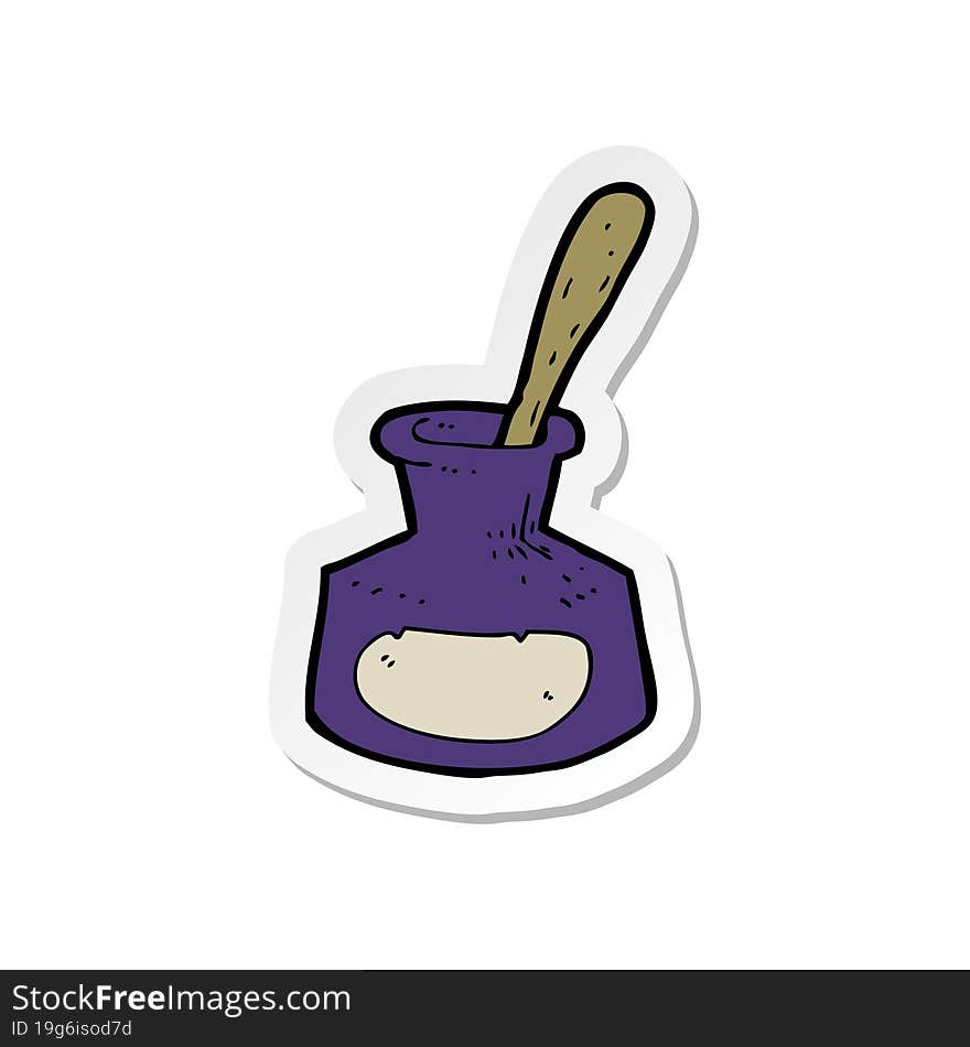 sticker of a cartoon ink pot