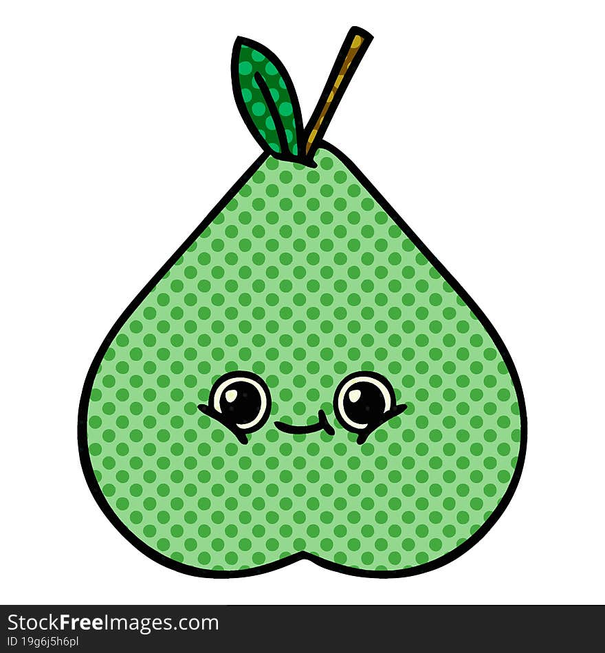 comic book style cartoon green pear