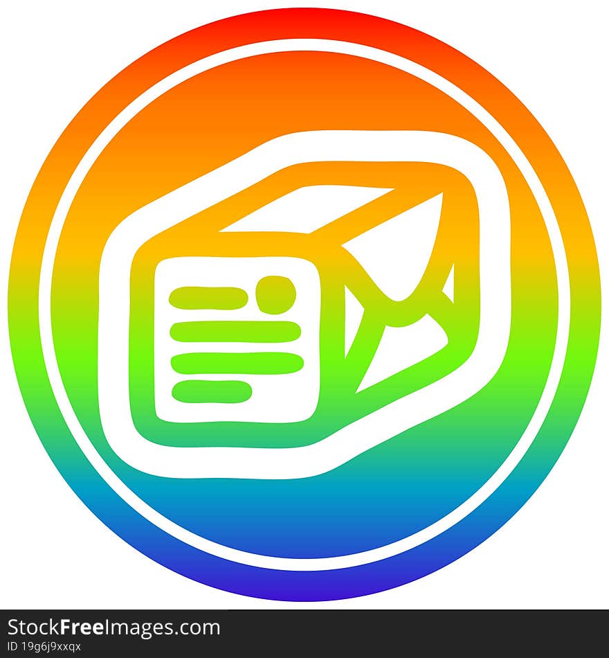 wrapped parcel circular in rainbow spectrum