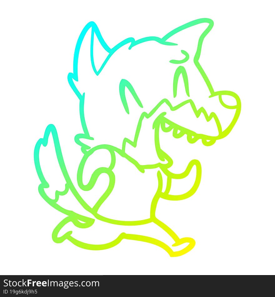 Cold Gradient Line Drawing Laughing Fox Running Away