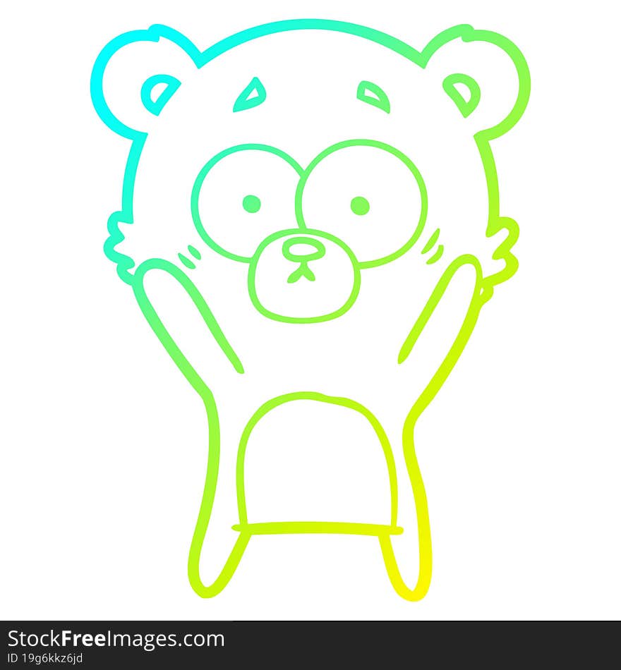 cold gradient line drawing worried bear cartoon