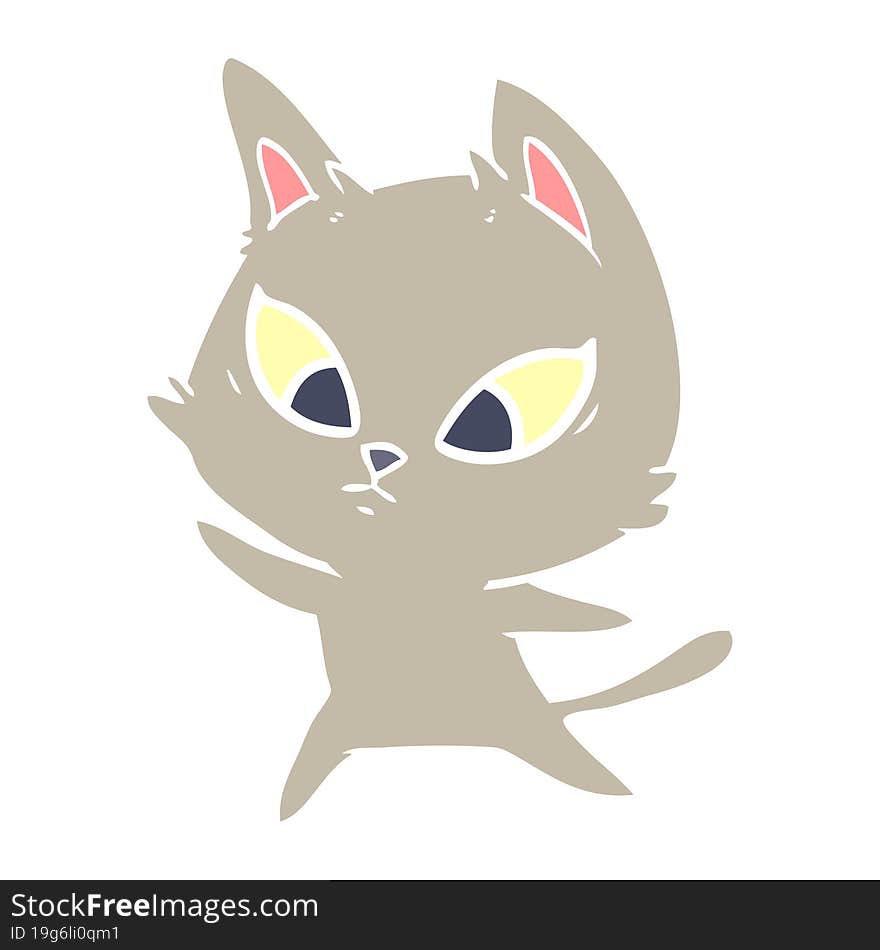 confused flat color style cartoon cat