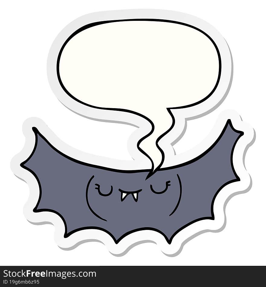 cartoon vampire bat and speech bubble sticker