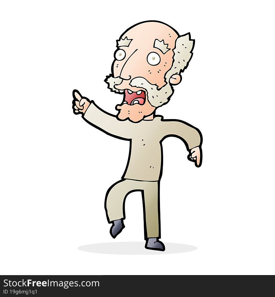 cartoon frightened old man