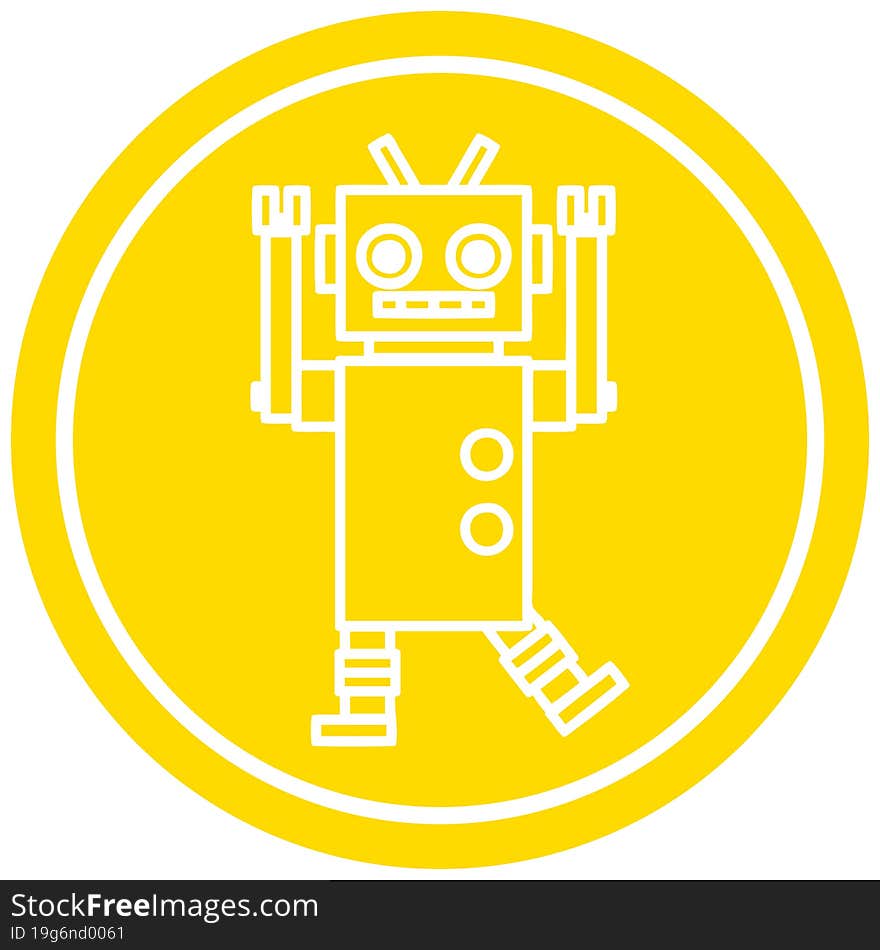 dancing robot circular icon