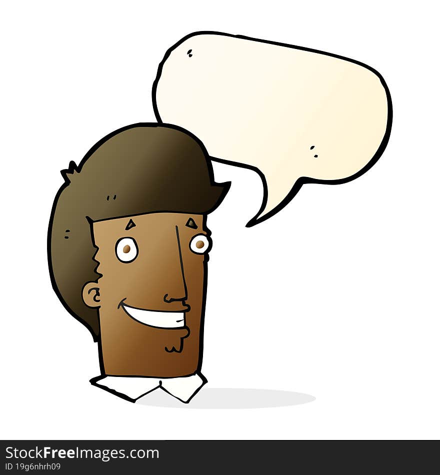 Cartoon Happy Man With Speech Bubble