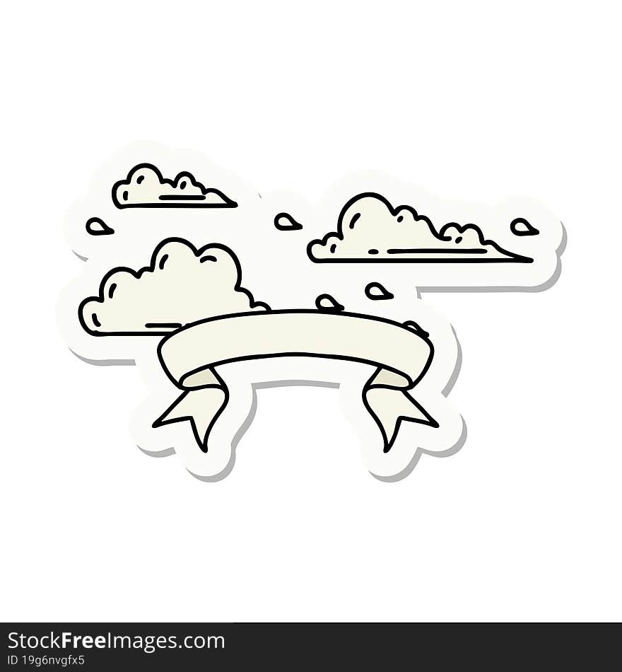 Sticker Of Tattoo Style Floating Clouds