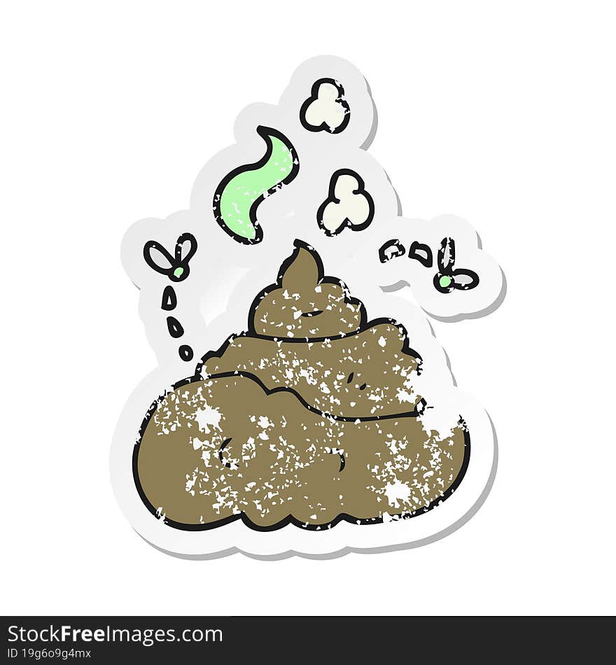 retro distressed sticker of a cartoon gross poop