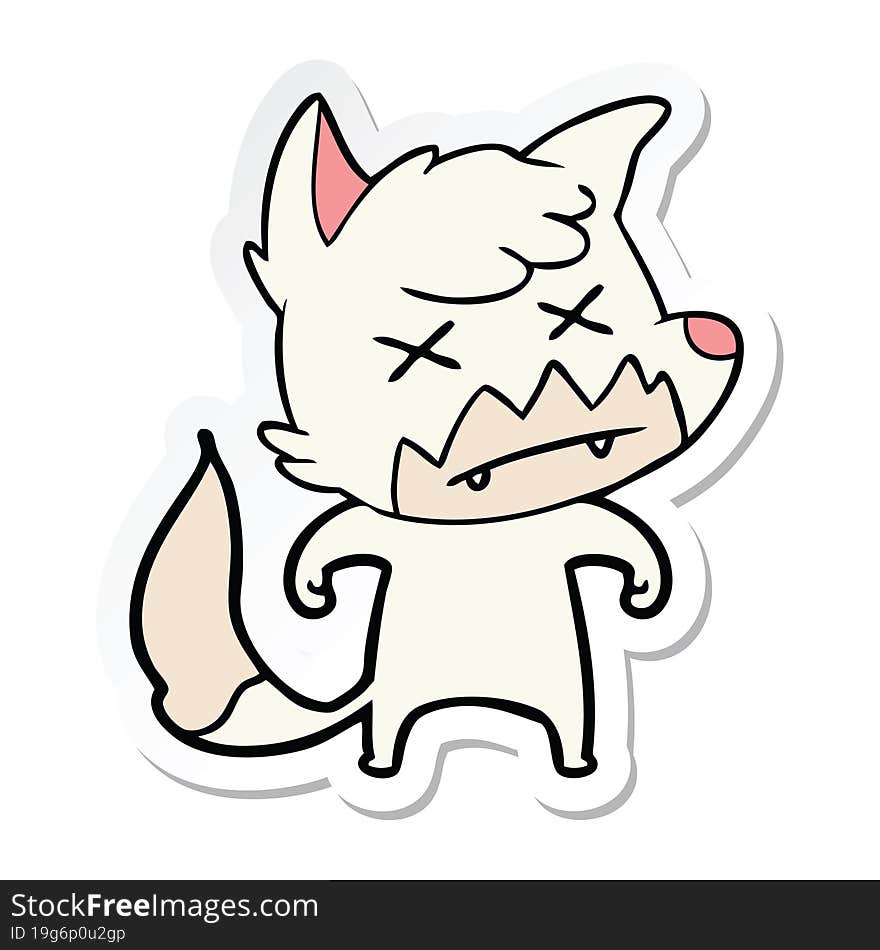 sticker of a cartoon dead fox