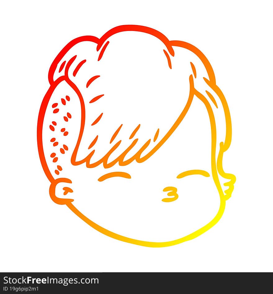 warm gradient line drawing cartoon female face