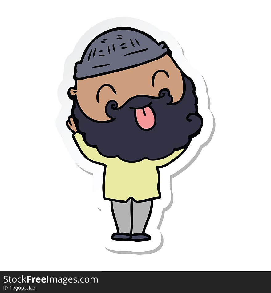 sticker of a man with beard sticking out tongue