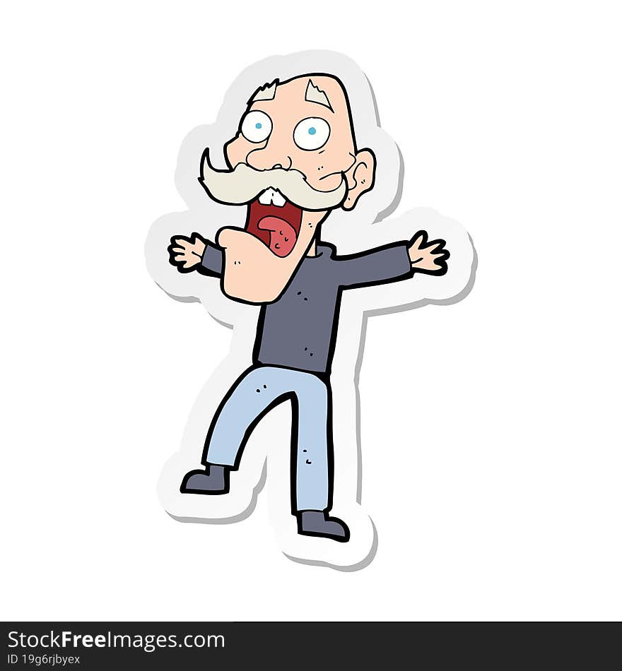 Sticker Of A Cartoon Shocked Old Man