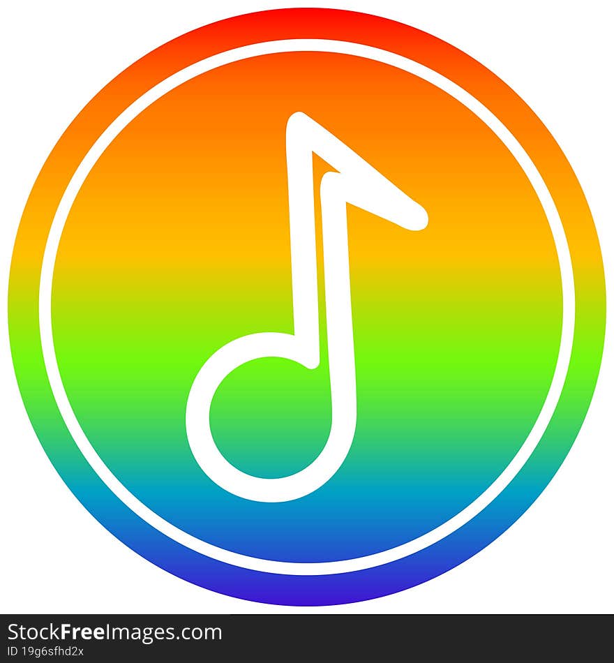 Musical Note Circular In Rainbow Spectrum