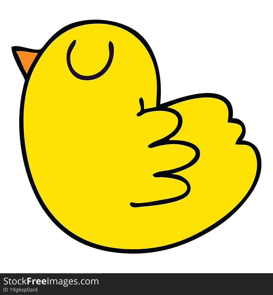 quirky hand drawn cartoon yellow bird