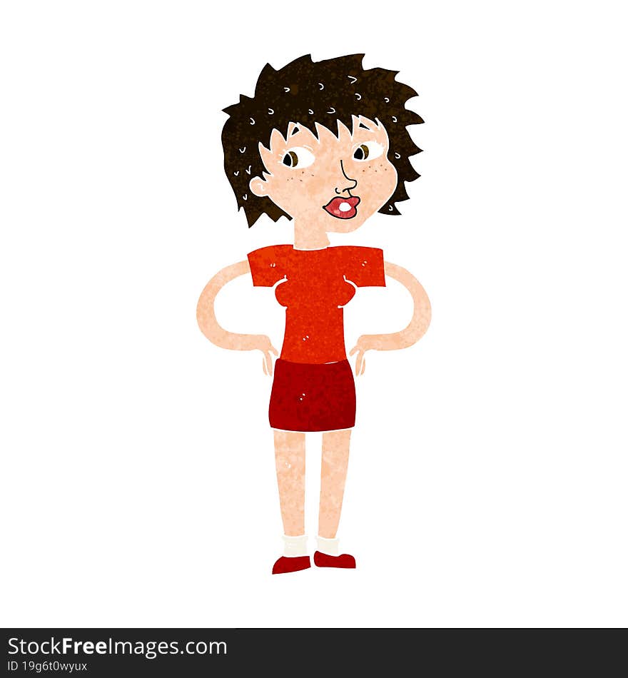 cartoon woman with hands on hips