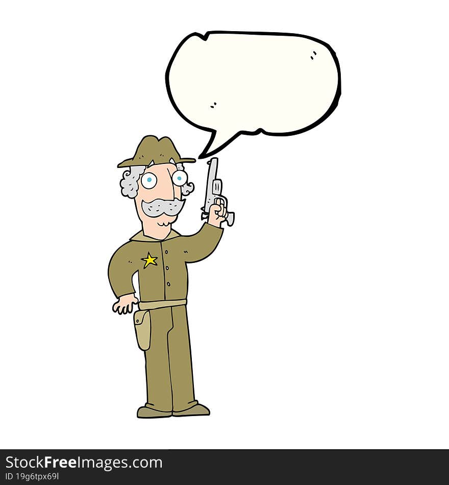 freehand drawn speech bubble cartoon sheriff