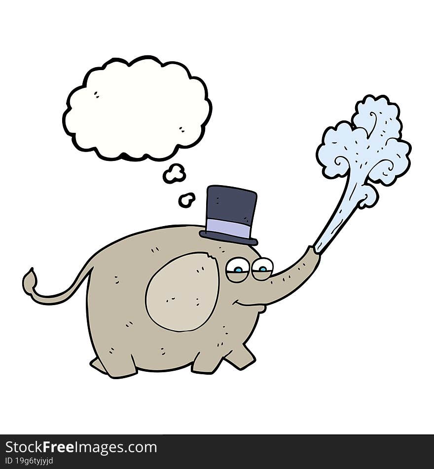 thought bubble cartoon elephant squirting water