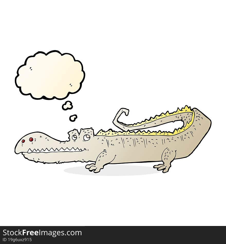 cartoon crocodile with thought bubble