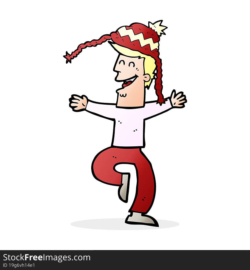 cartoon man wearing winter hat