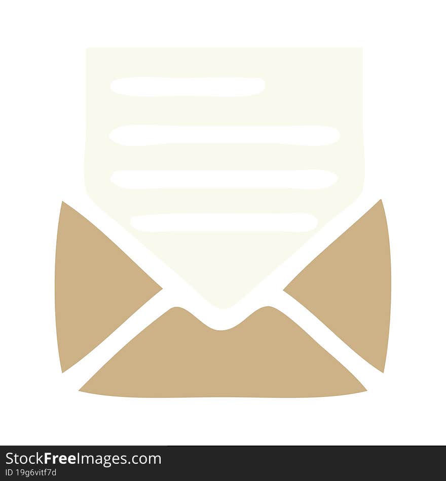 flat color retro cartoon letter and envelope