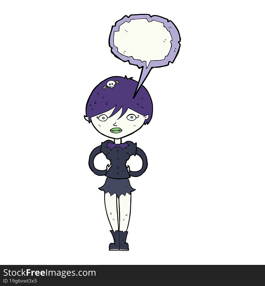 Cartoon Pretty Vampire Girl With Speech Bubble