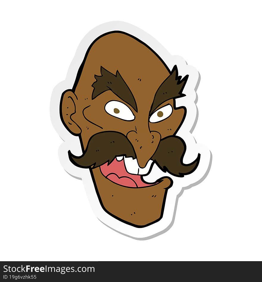 sticker of a cartoon evil old man face