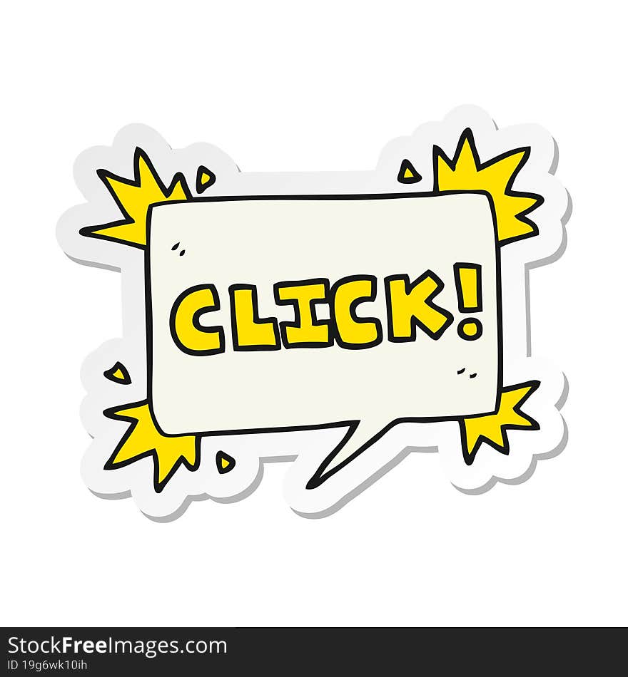 sticker of a cartoon click sign