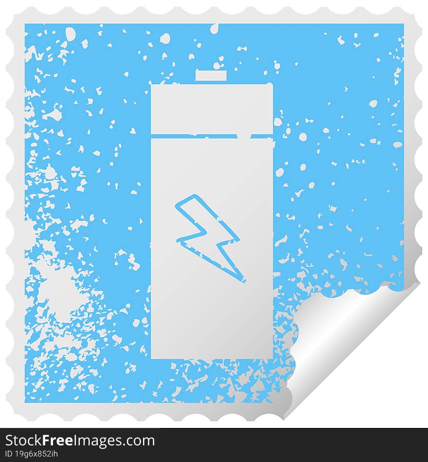 distressed square peeling sticker symbol electrical battery