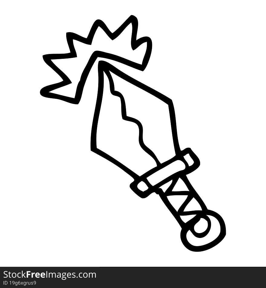 line drawing cartoon small magical dagger