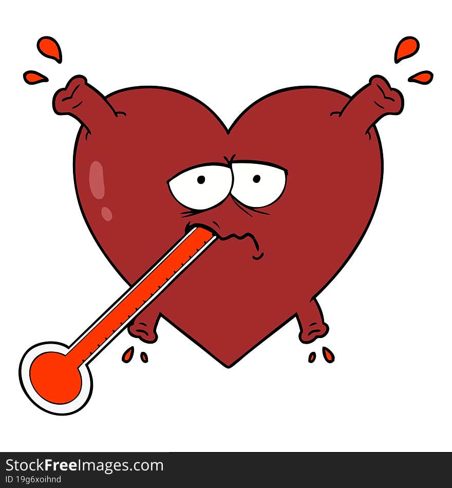 cartoon unhealthy heart. cartoon unhealthy heart