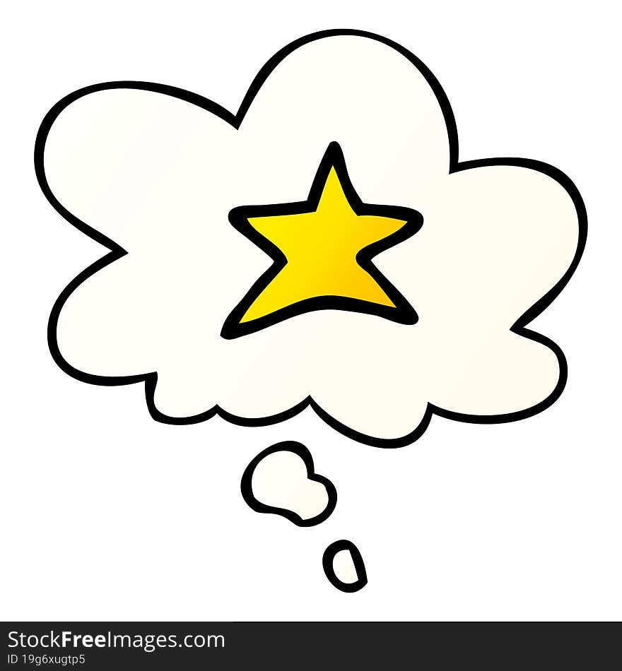 cartoon star symbol and thought bubble in smooth gradient style