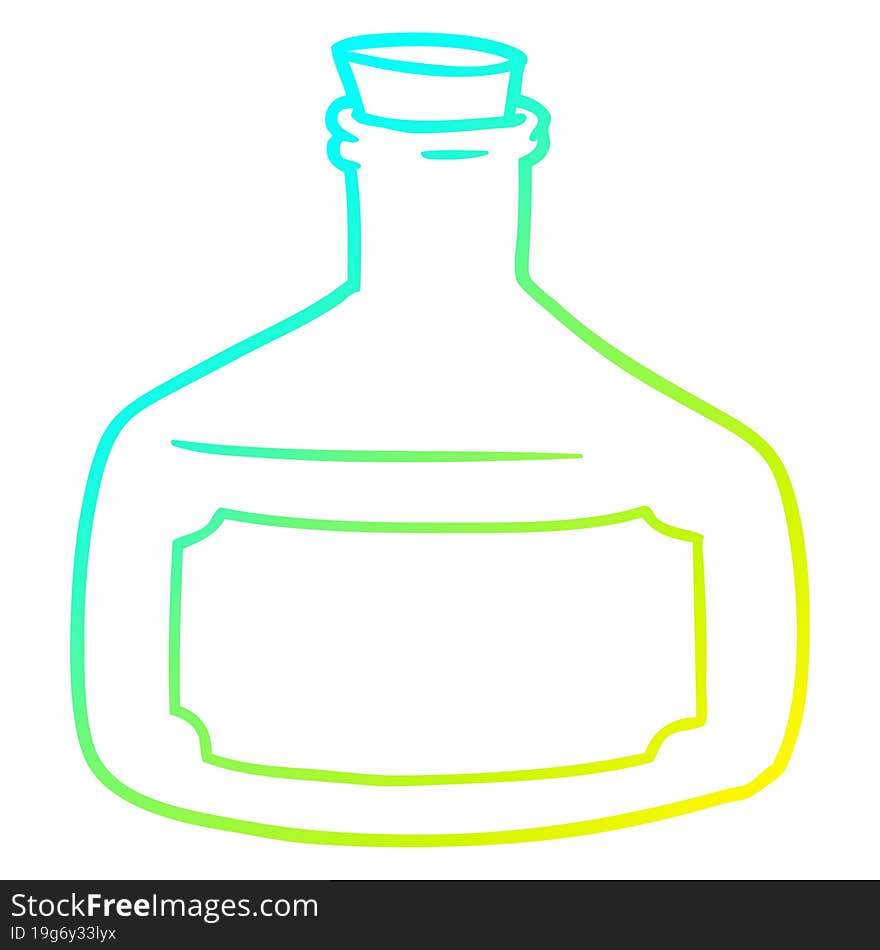 cold gradient line drawing old bottle cartoon