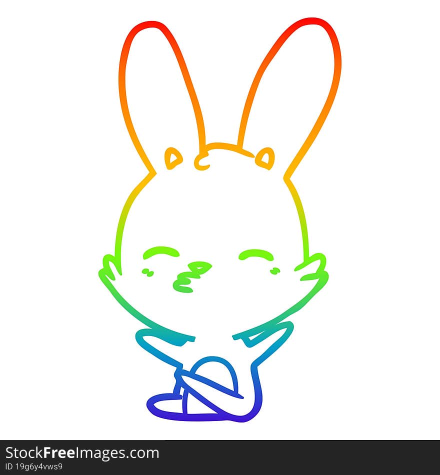 rainbow gradient line drawing curious bunny cartoon