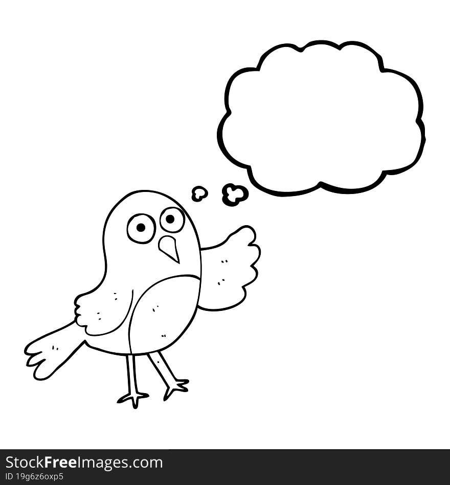 freehand drawn thought bubble cartoon bird