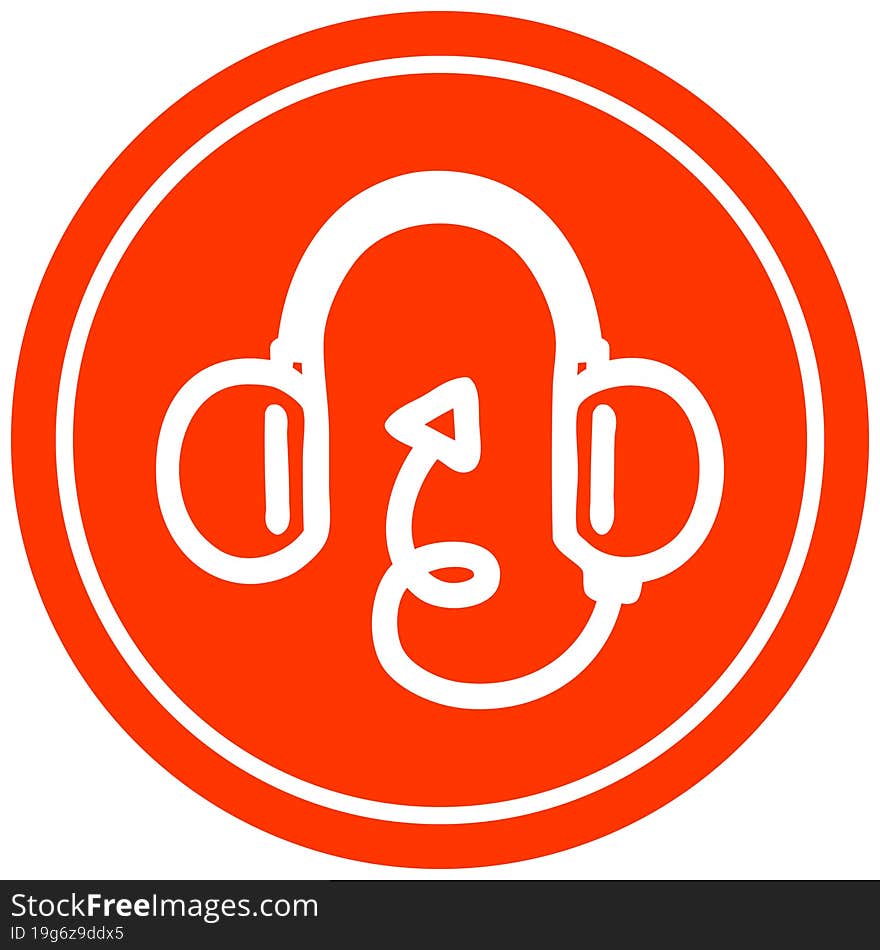 music headphones with devil tail circular icon