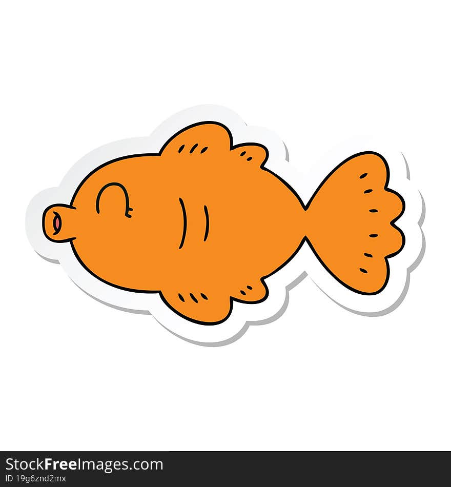 sticker of a quirky hand drawn cartoon fish