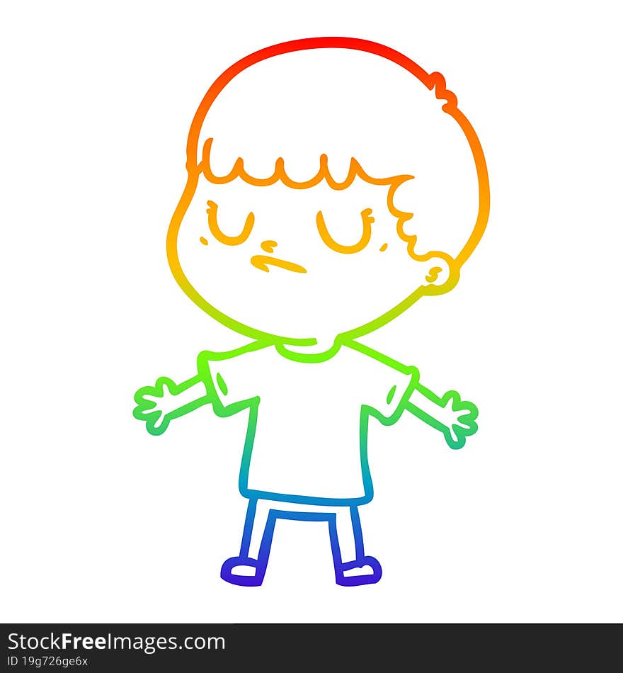 rainbow gradient line drawing cartoon grumpy boy