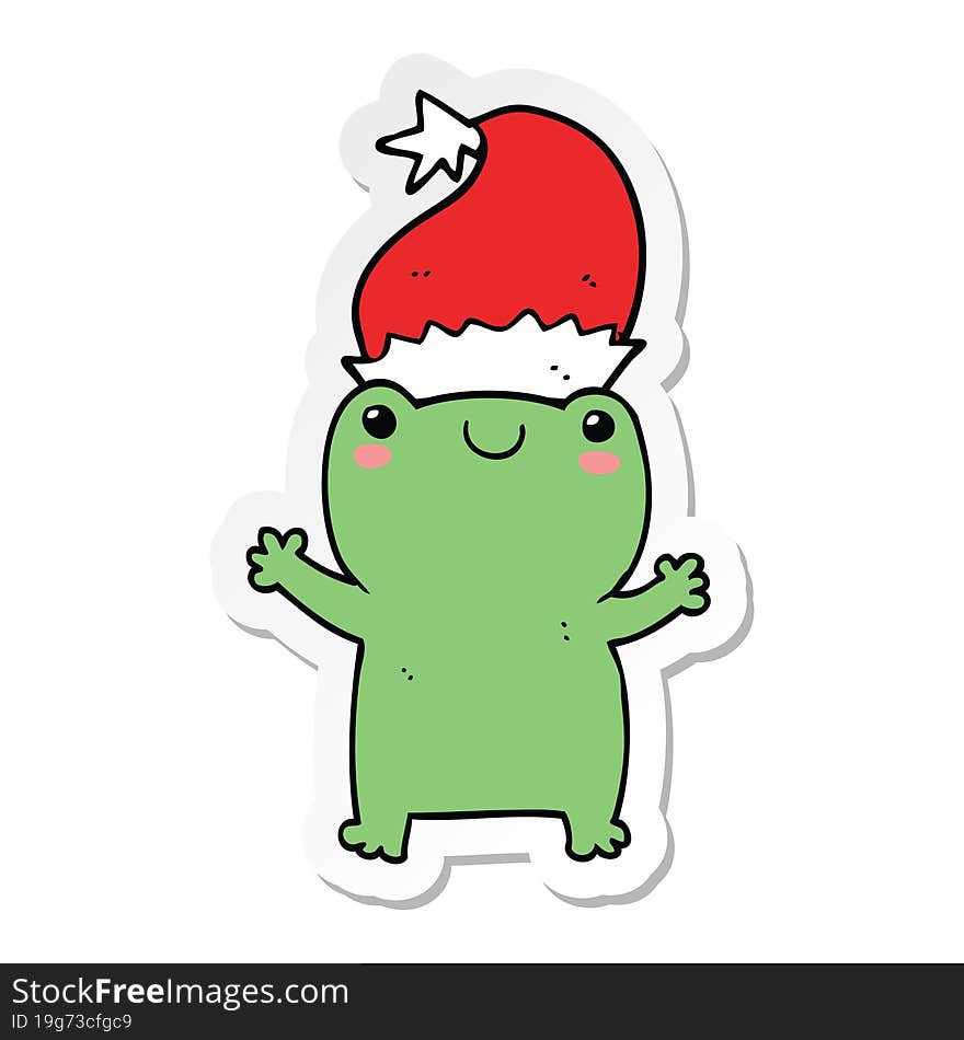 sticker of a cute christmas frog